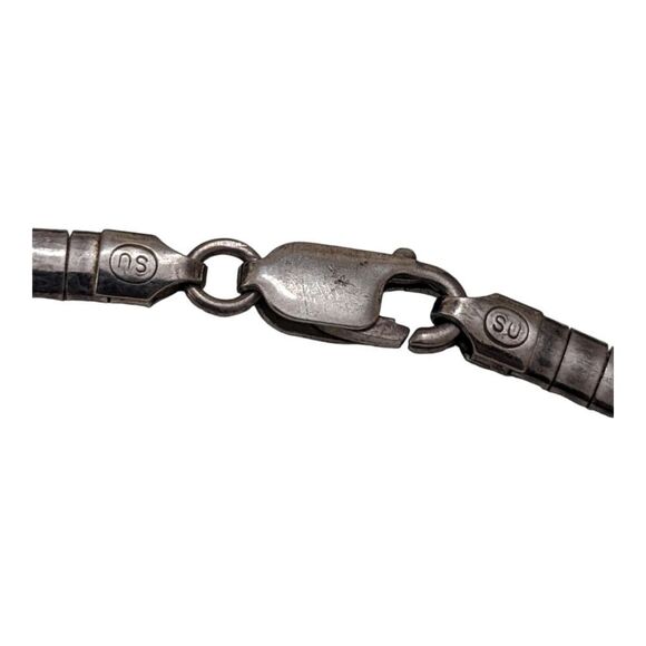 Vintage Sterling Silver 925 Italy SU Chain Collar Necklace 16” 22.6 Grams - Picture 4 of 6